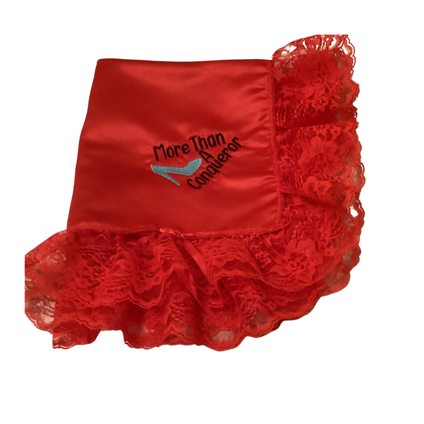 Embroidery Red Women Lap Scarf More Than A Conqueror