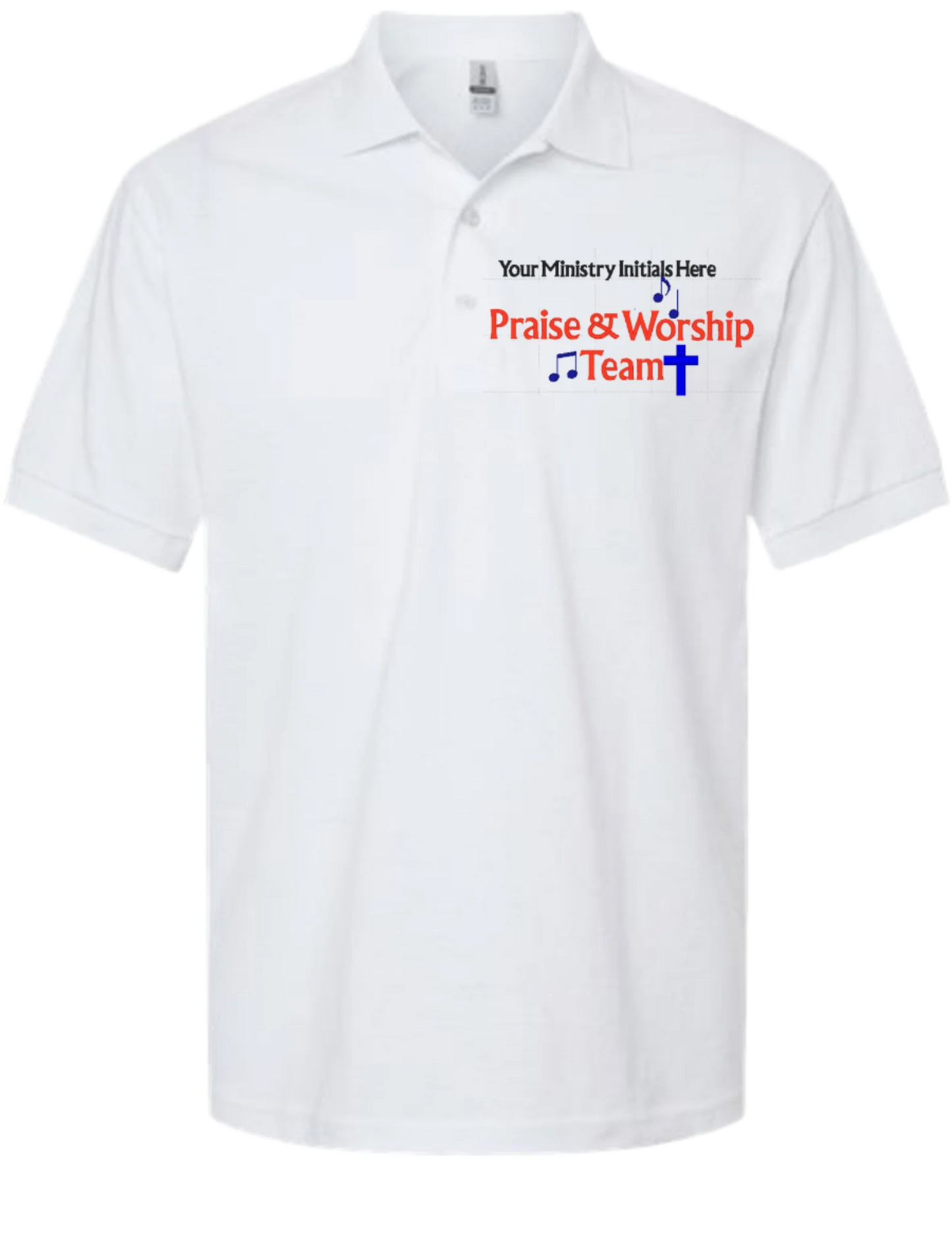 Embroidery Polo Shirt - Praise & Worship Team With Your Ministry Initials Here