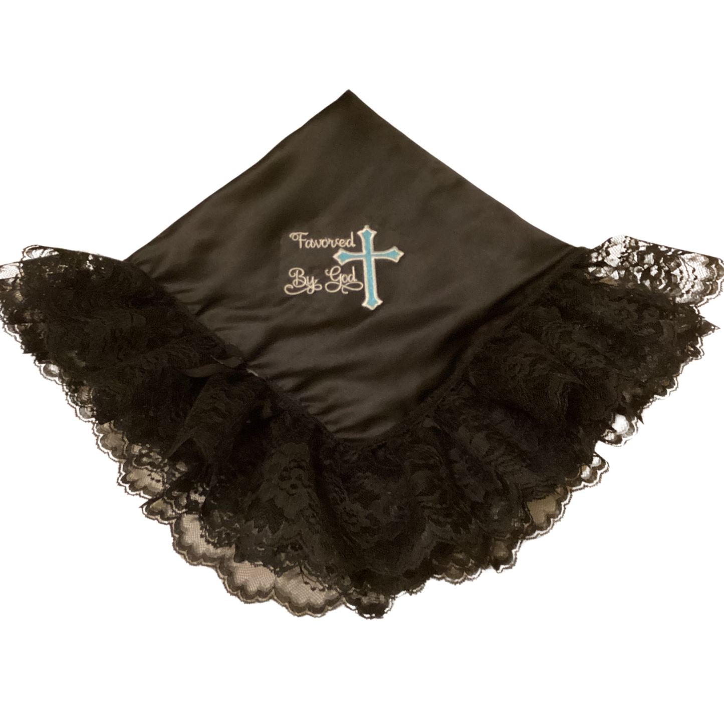 Embroidery Black Women Lap Scarf Favored By God