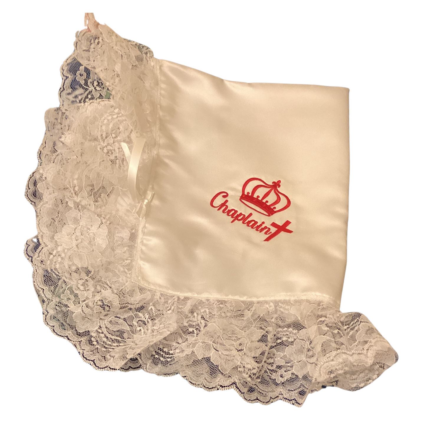 Embroidery White Women Lap Scarf Chaplain