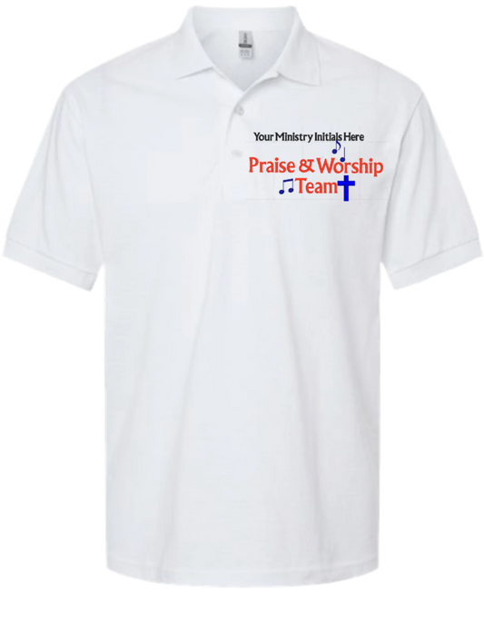 Embroidery Polo Shirt - Praise & Worship Team  With Your  Ministry Initials  Here