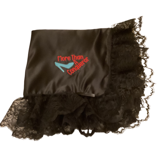 Embroidery Black Women Lap Scarf  More Than A Conqueror