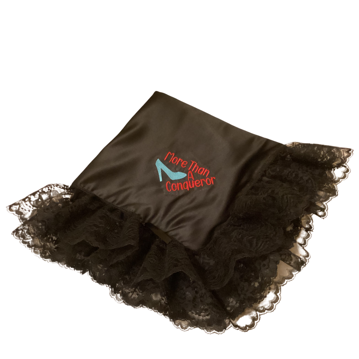 Embroidery Black Women Lap Scarf  More Than A Conqueror